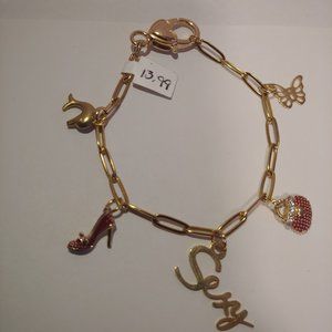 Stainless Steel Gold Layered  Charm Bracelet
